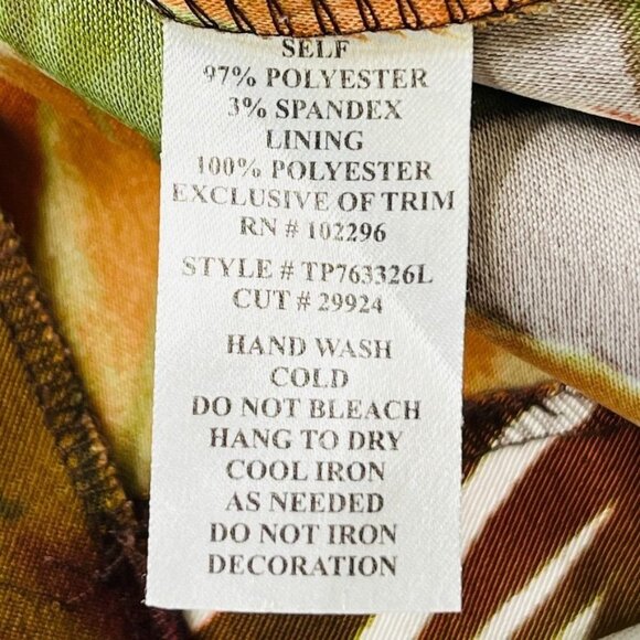 Connected Woman Beaded Neckline Dress Size 20W Tropical Print Brown, Green, Red - Picture 11 of 11